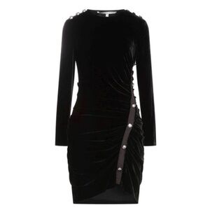 Veronica Beard Ira Ruched Black Velvet Silver Button